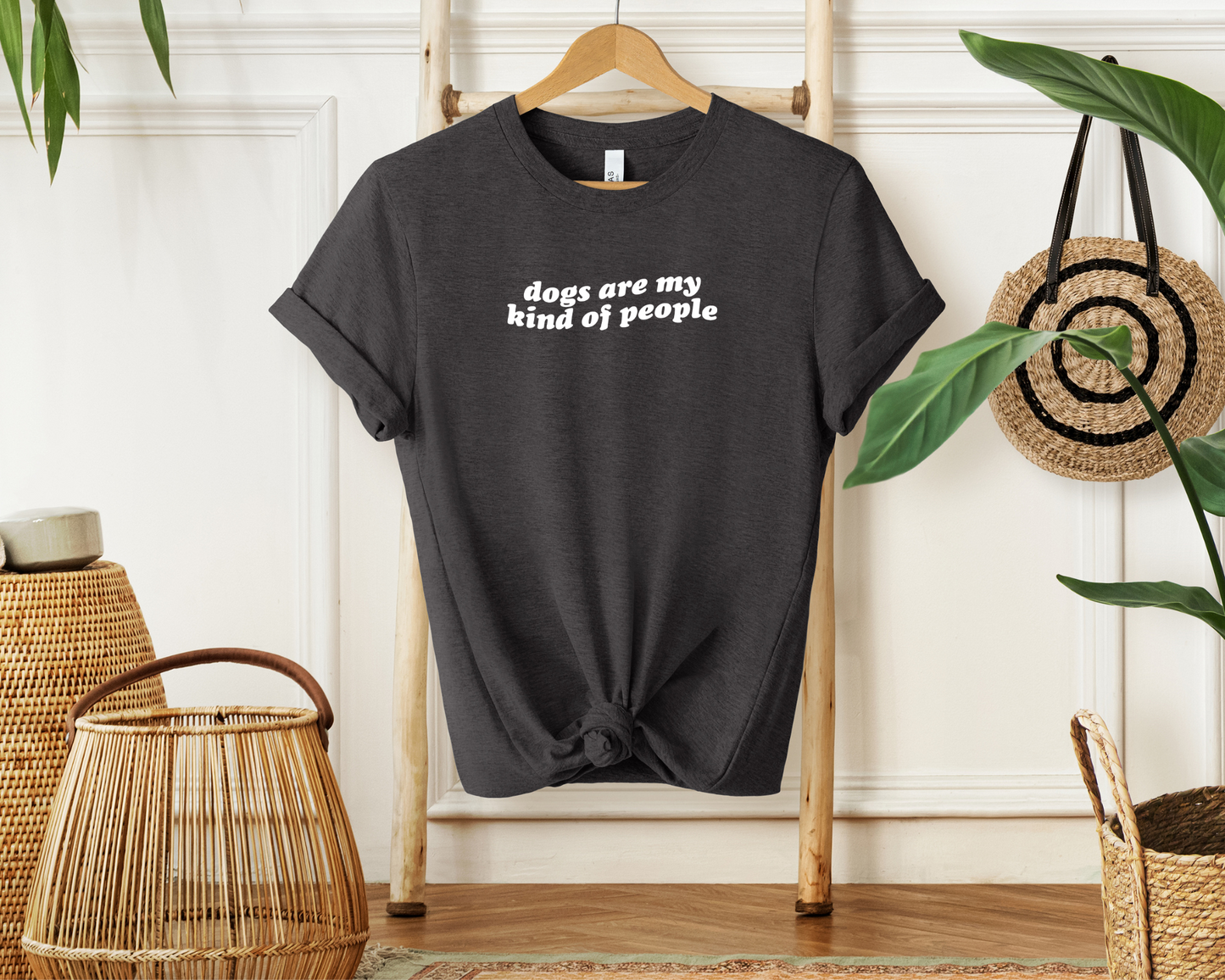Dogs Are My Kind Of People Crewneck Tee, Heather Dark Grey