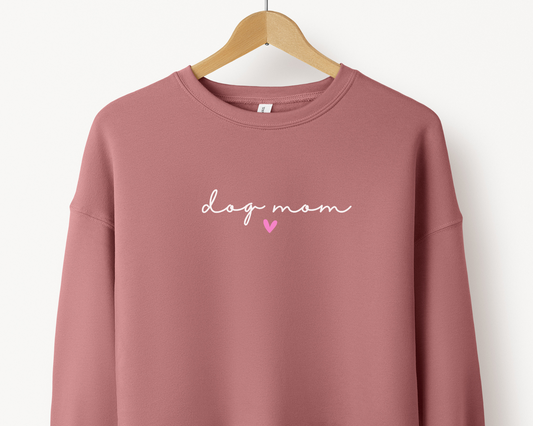 Dog Mom (Heart) Soft Sweatshirt, Mauve