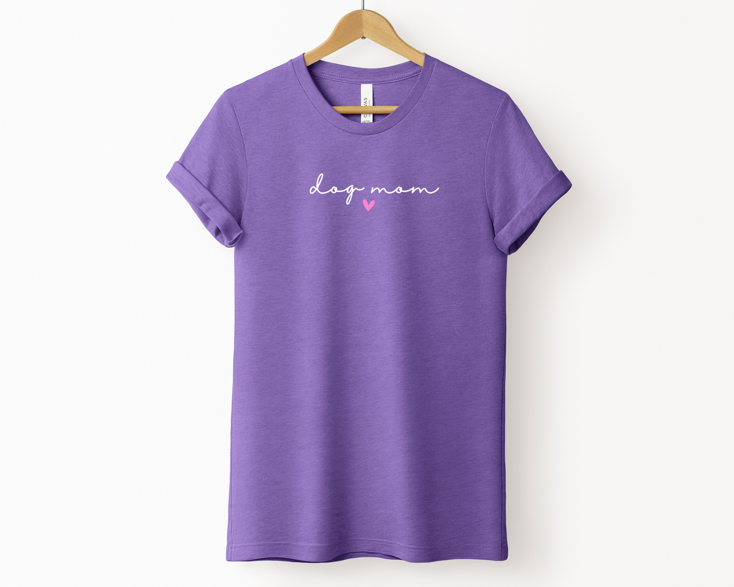 Dog Mom (Heart) Tee, Heather Team Purple