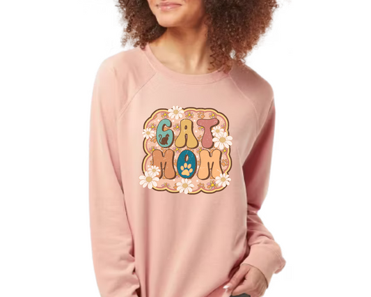 Cat Mom Flower Sweatshirt, Rose