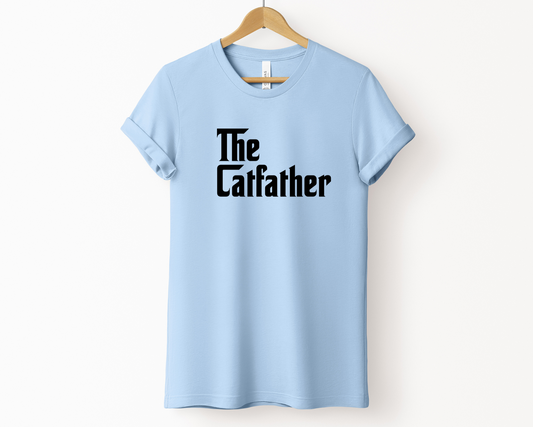The CatFather Crewneck T-shirt, Light Blue