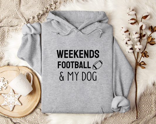Weekends, Football & My Dog Hoodie, Sport Grey