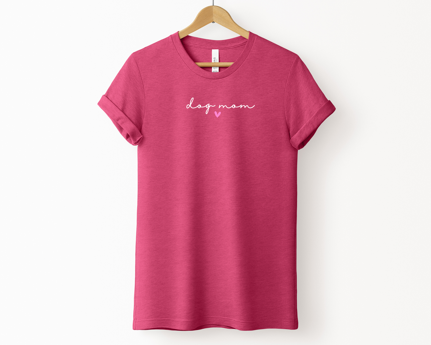 Dog Mom (Heart) Tee | Heather Raspberry