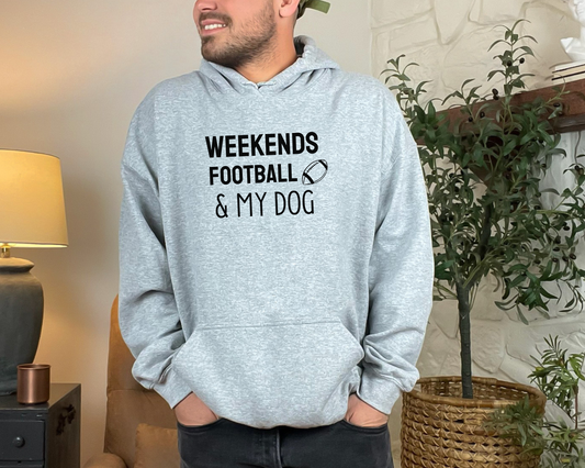 Weekends, Football & My Dog Hoodie, Sport Grey