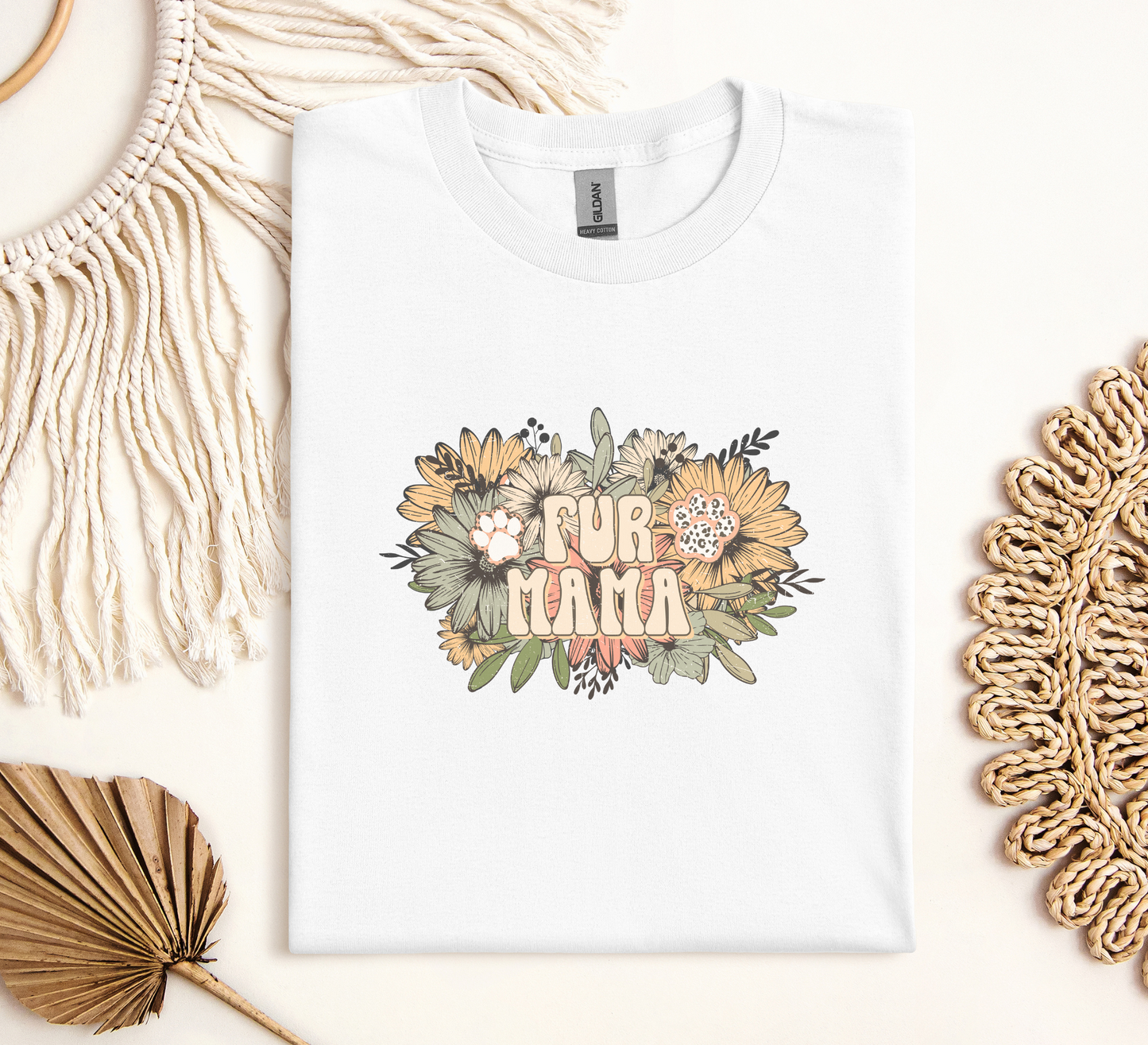 Fur mama Crewneck T-shirt, White