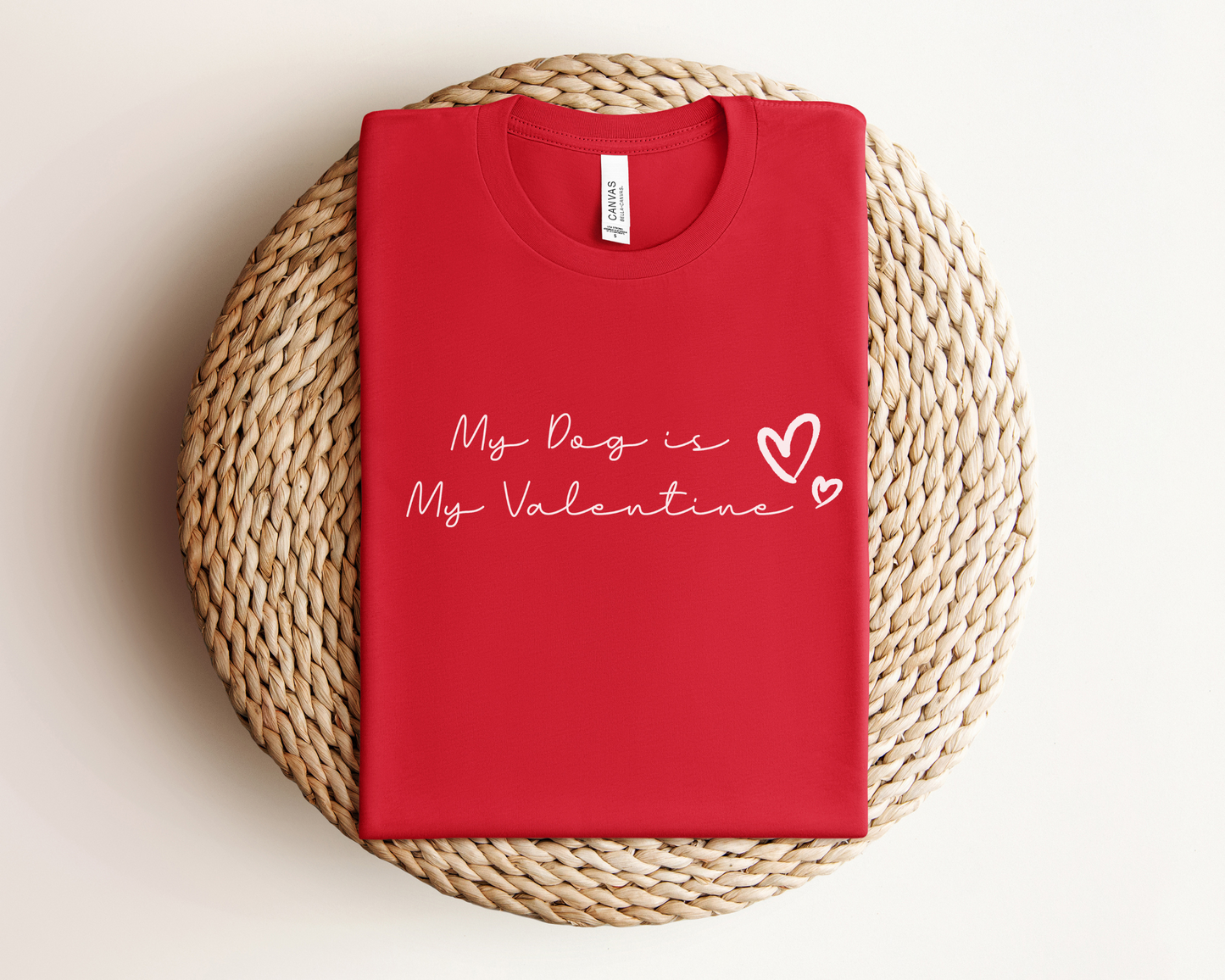 My Dog Is My Valentine Crewneck T-shirt, Red