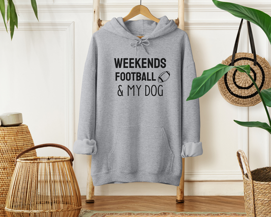 Weekends, Football & My Dog Hoodie, Sport Grey