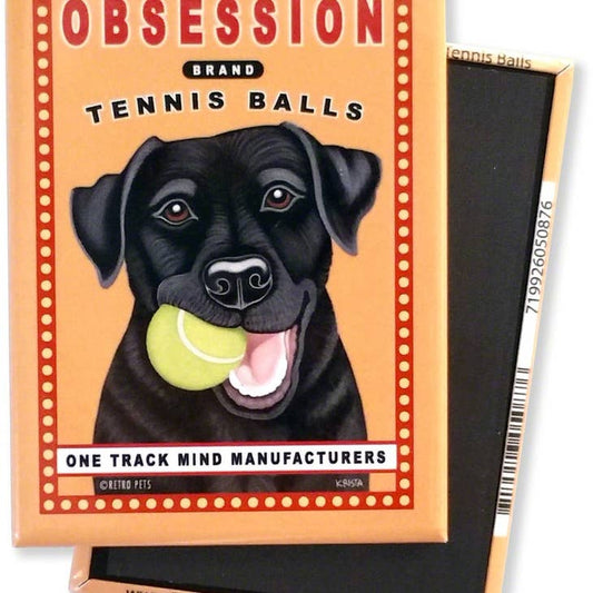 Dog Magnet - Labrador, Black "Obsession Tennis"