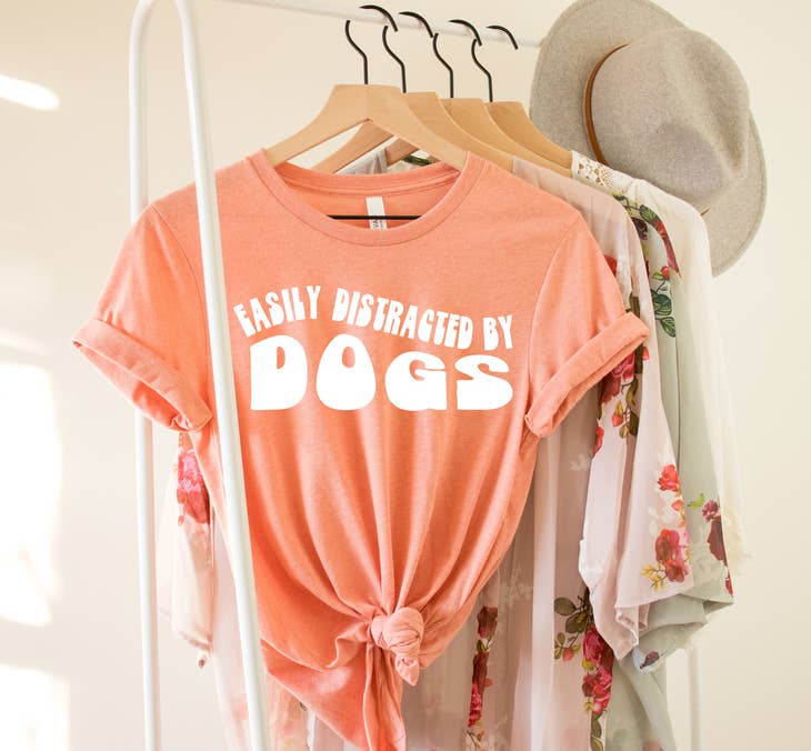 Easily Distracted By Dogs Crewneck Dog Lover T-shirt