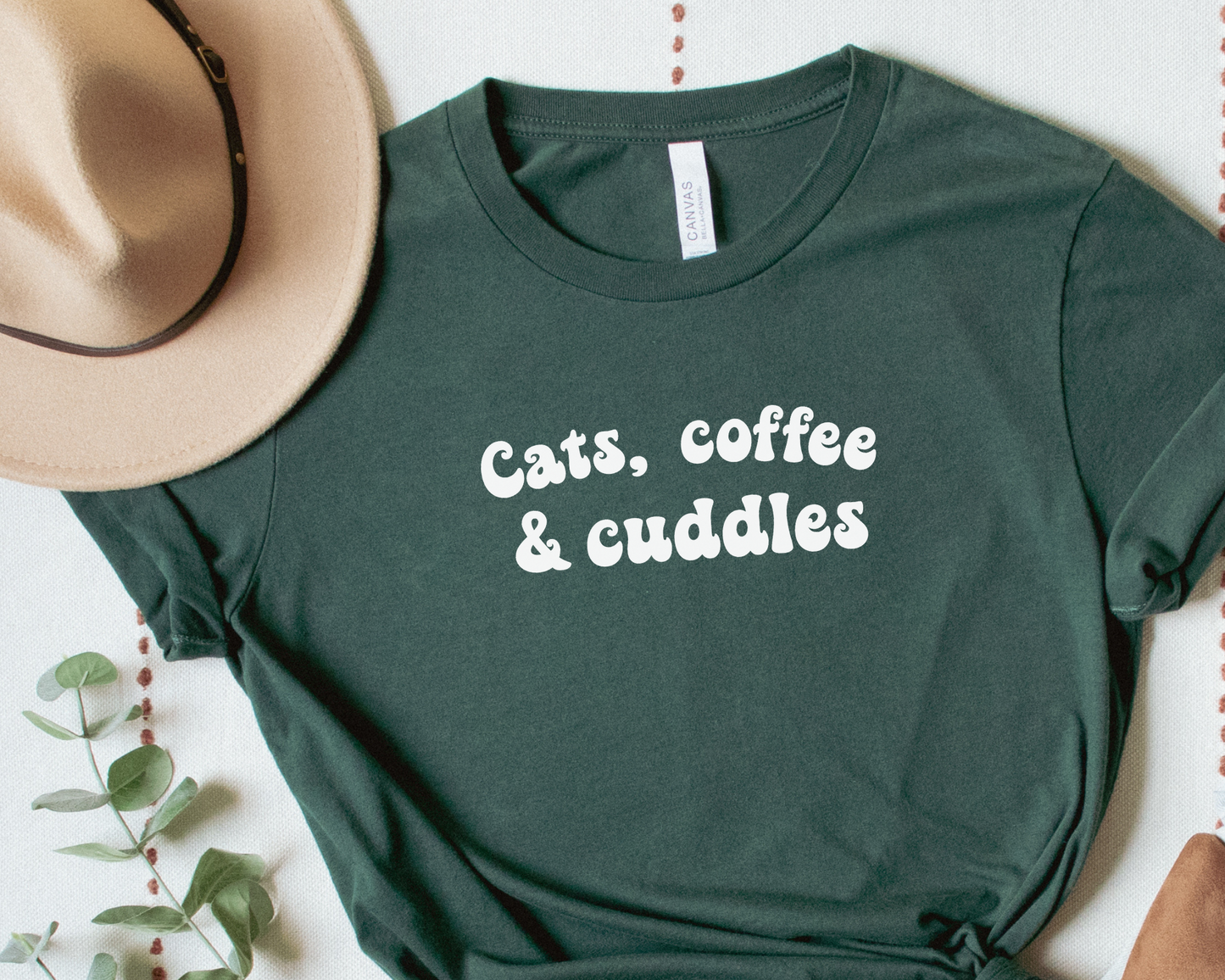 Cats, Coffee & Cuddles Crewneck T-shirt