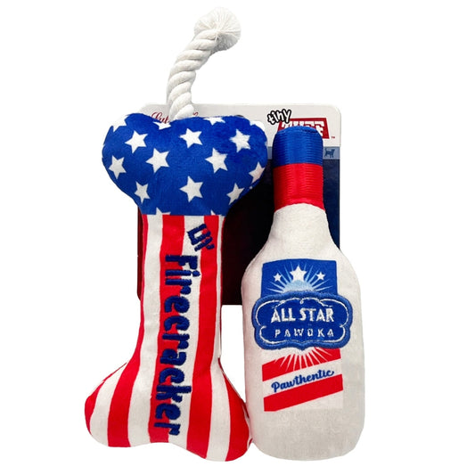 Tiny Tuff Red, White, & Booze Dog Toys