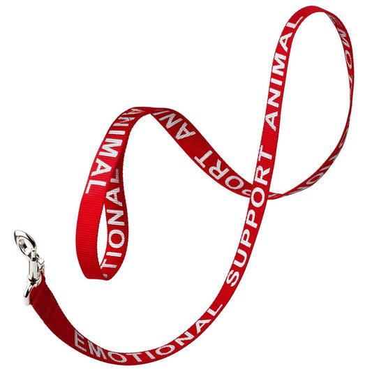 Reflective Red Nylon Leash - EMOTIONAL SUPPORT ANIMAL