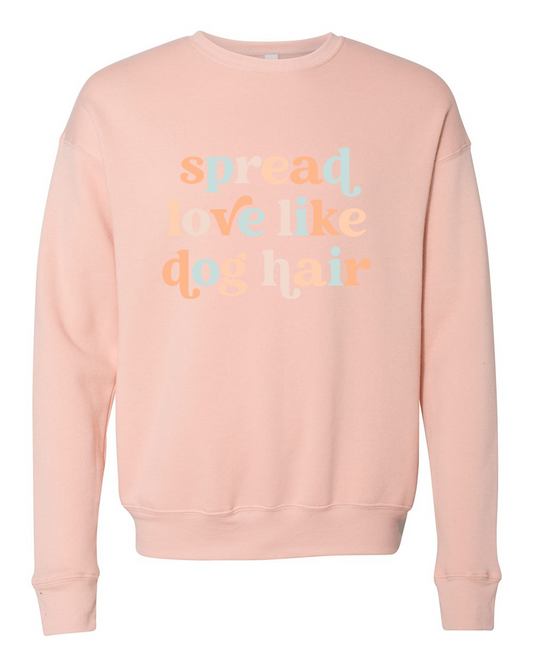 Spread Love Like Dog Hair Sponge Fleece Drop Shoulder Crewneck Sweatshirt, Peach