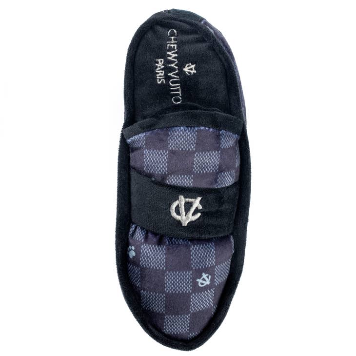 Black Checker Chewy Vuiton Loafer Dog Toy