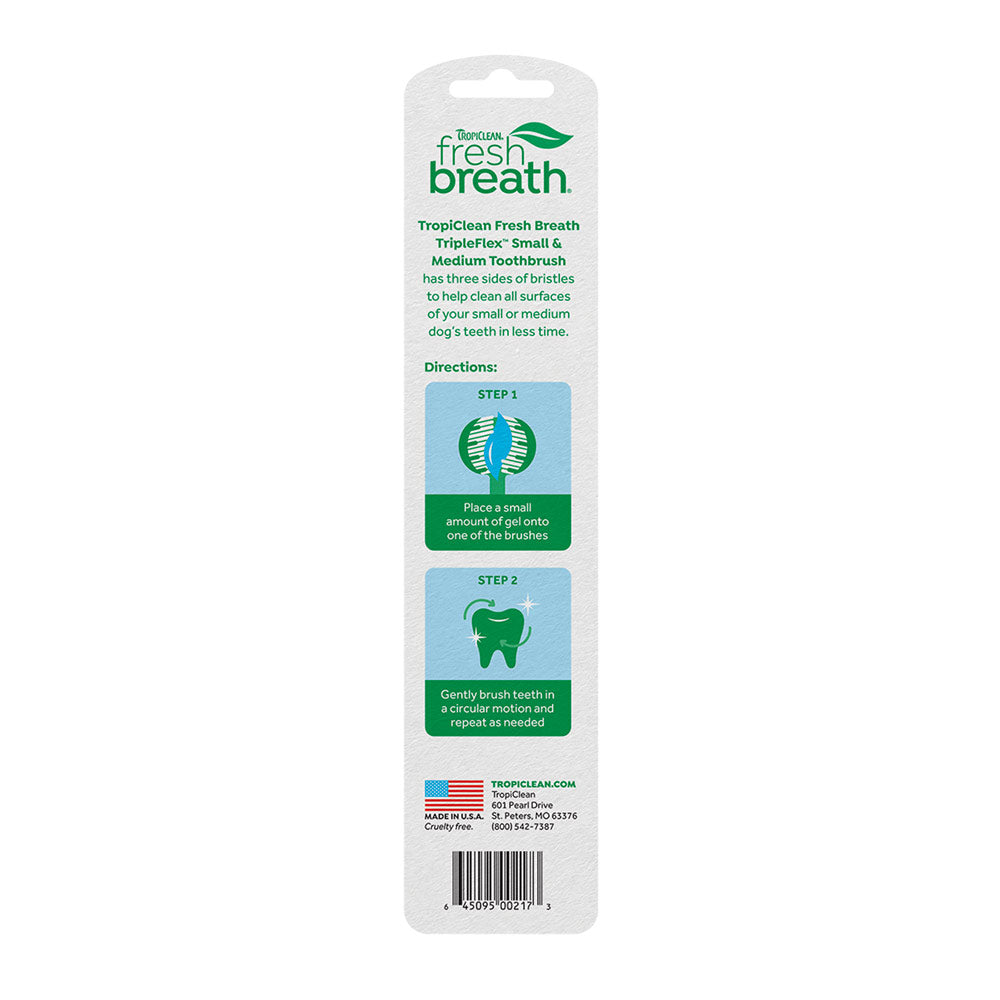 TropiClean Fresh Breath Triple Flex Toothbrush for Dogs