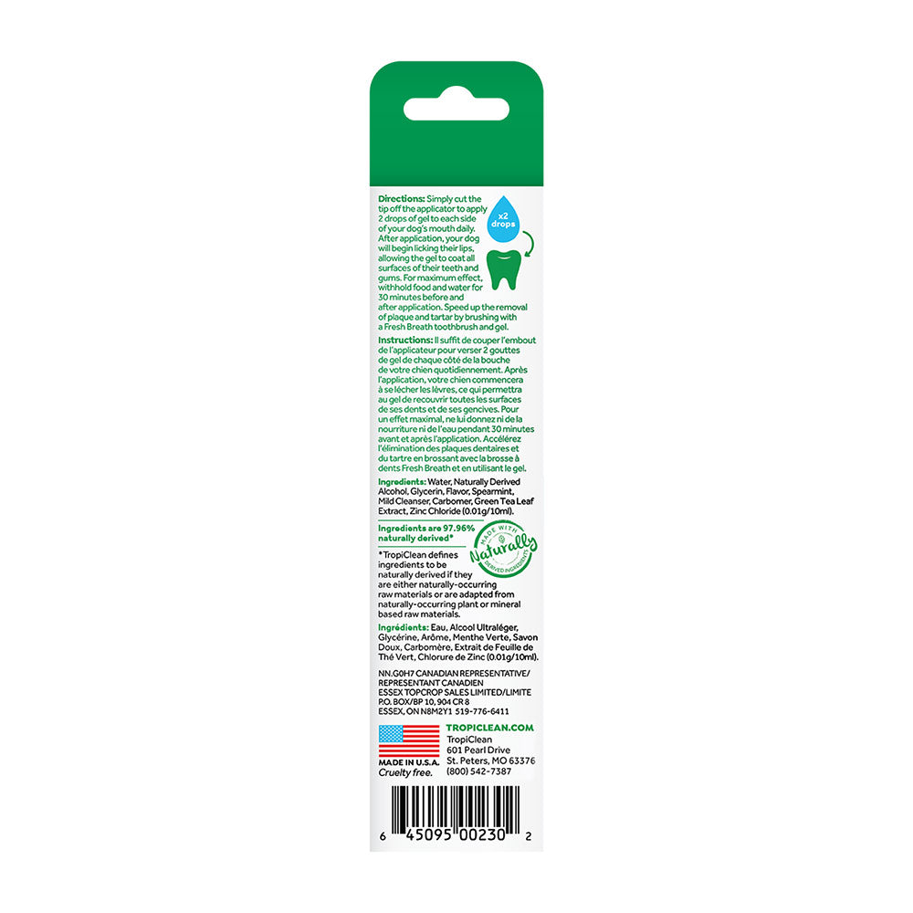 TropiClean Fresh Breath Oral Care Clean Teeth Gel Vanilla Mint 2fl oz