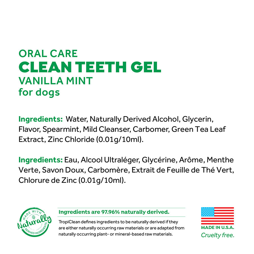 TropiClean Fresh Breath Oral Care Clean Teeth Gel Vanilla Mint 2fl oz