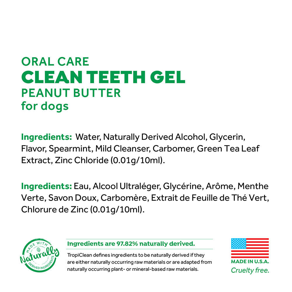 TropiClean Fresh Breath Oral Care Clean Teeth Gel Peanut Butter 2fl oz