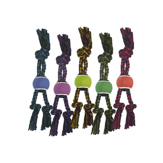 Nuts for Knots 3-Knot Rope Tugs w/ Tennis Ball - 15 inch
