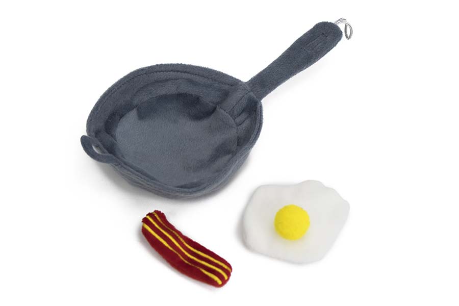 Frying Pan, Egg & Bacon with Catnip Pocket Cat Toy