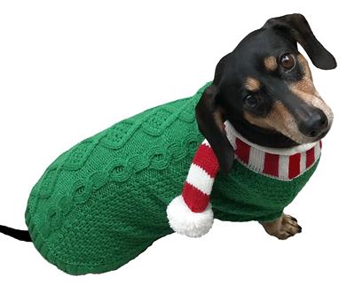 Candy Cane Scarf Dog Sweater