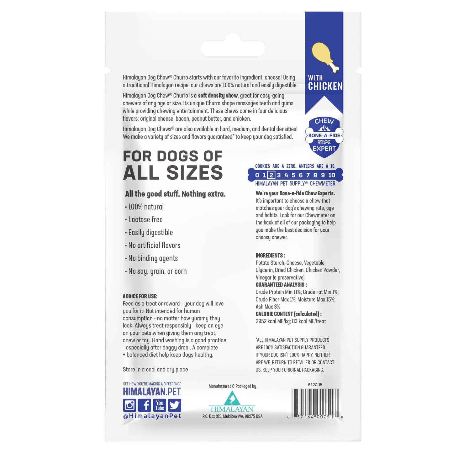 Himalayan Pet Supply Churro Chew Chicken 4oz.