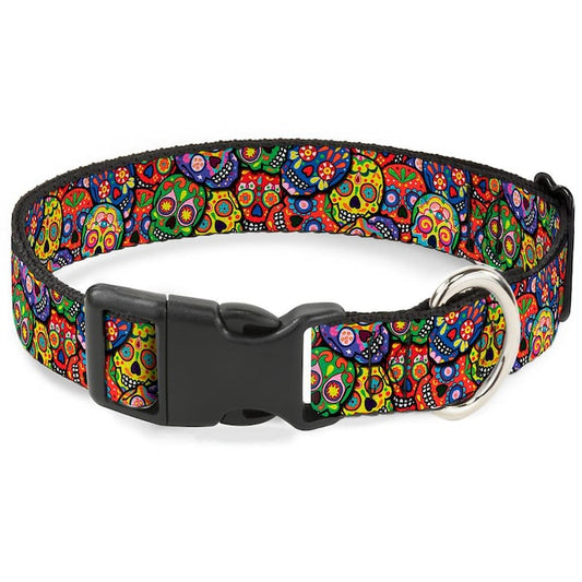 Colorful Calaveras Stacked Dog Collar