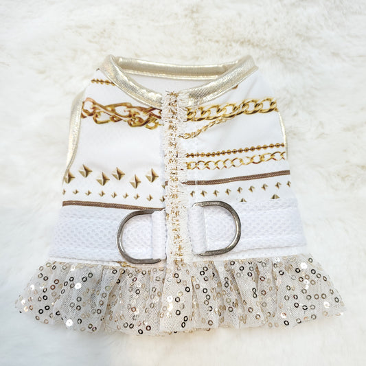 Gold Chains & Sequins Ruffle Dress Harness