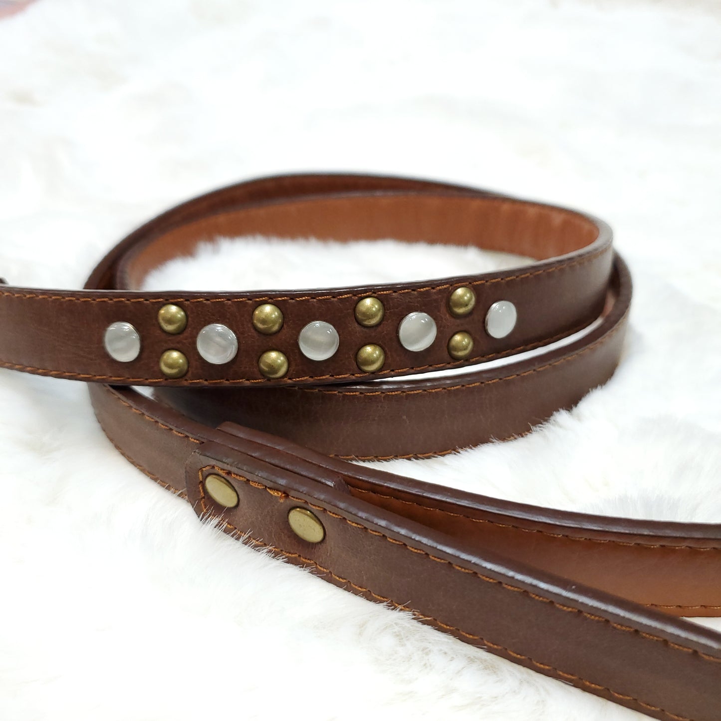 Tiger Eye Brown/Silver Leash M