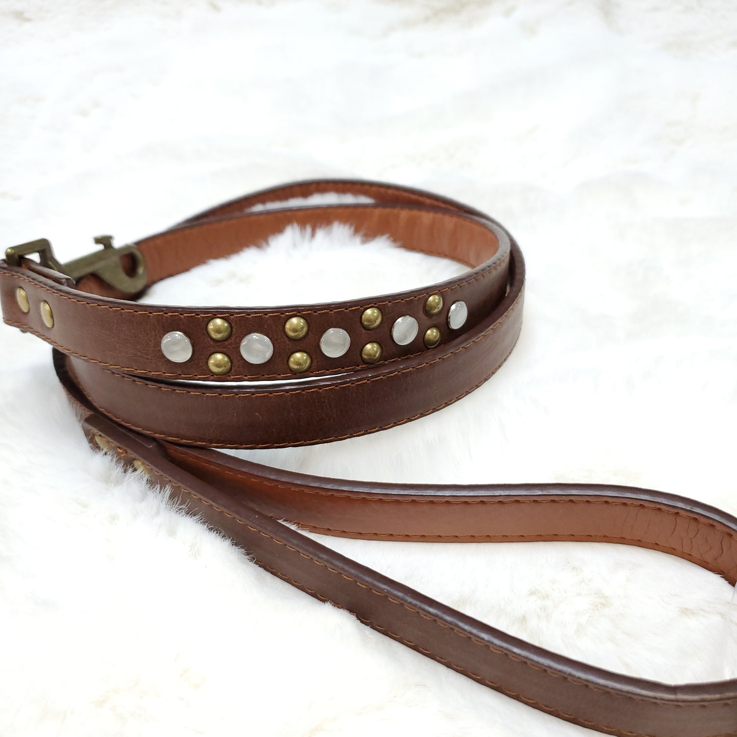 Tiger Eye Brown/Silver Leash M