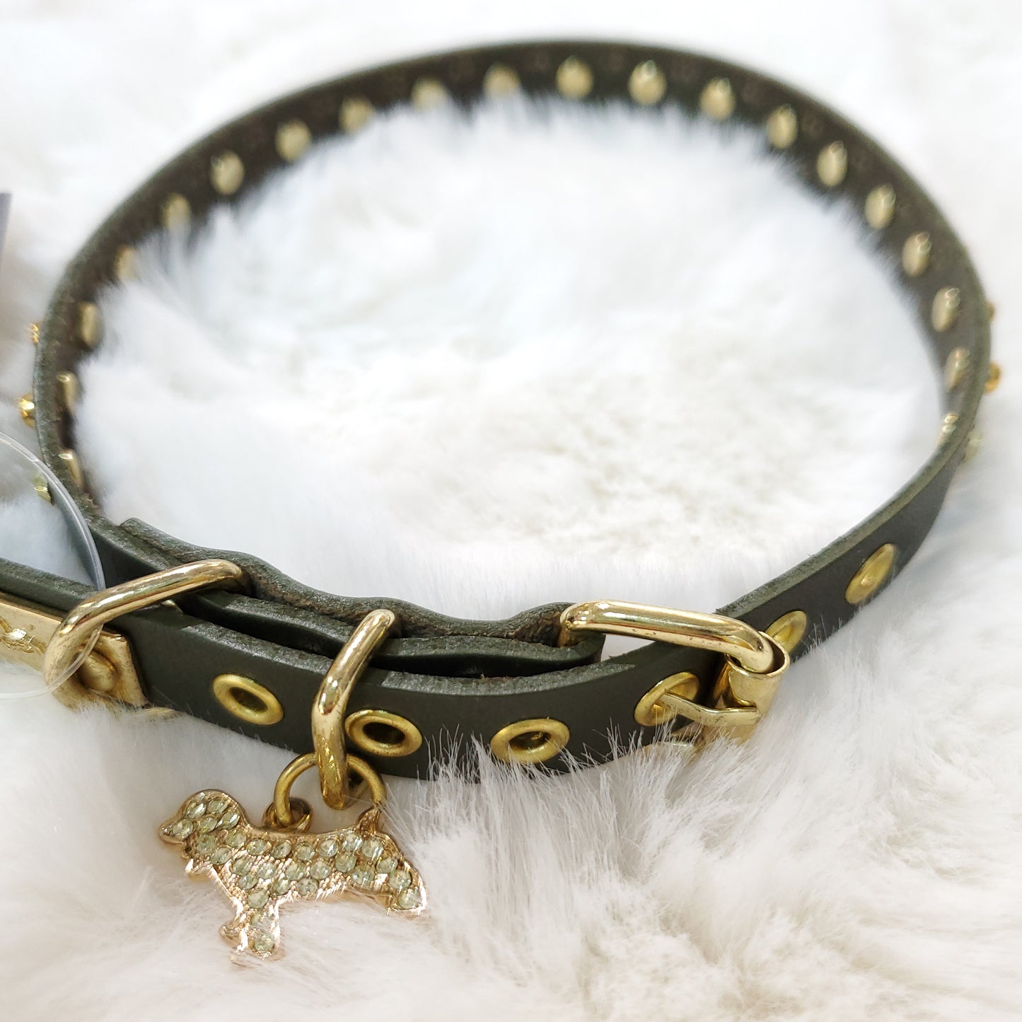 Genuine Leather Studded Swarovski Collar