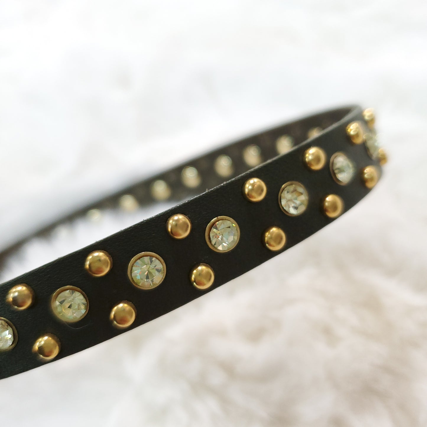Genuine Leather Studded Swarovski Collar