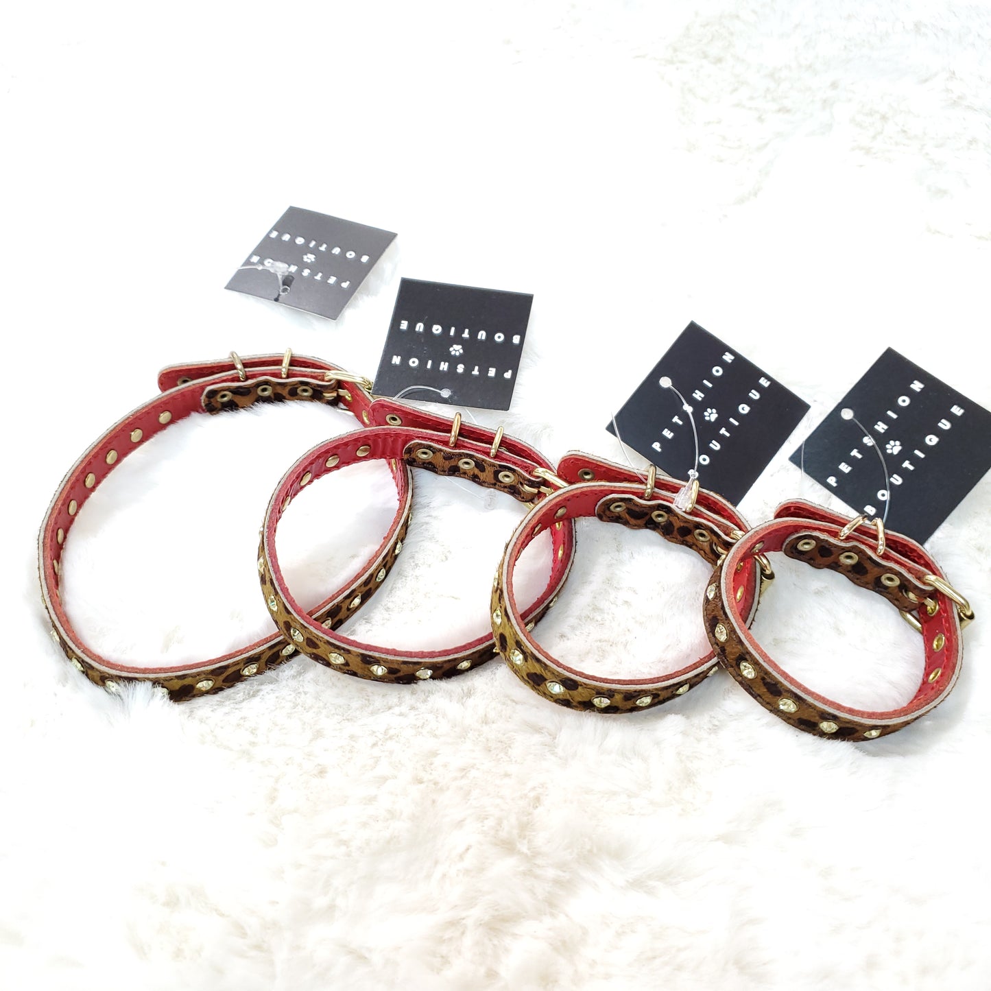Genuine Leather Swarovski Crystal Leopard Collar