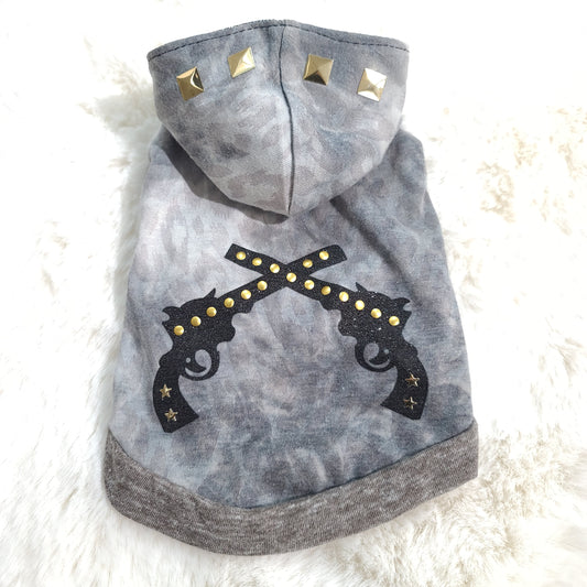 Studded Gun Hoodie Gray