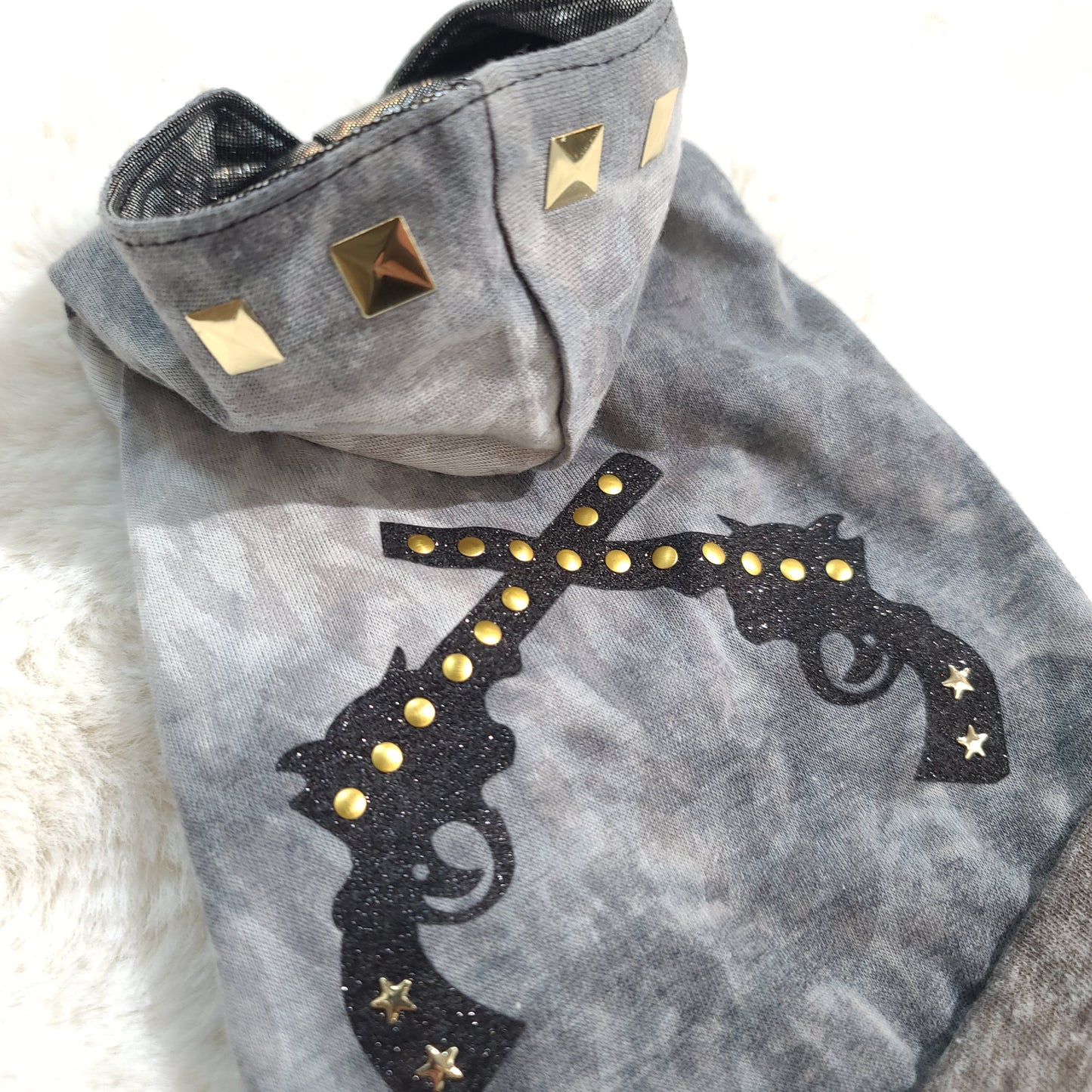 Studded Gun Hoodie Gray