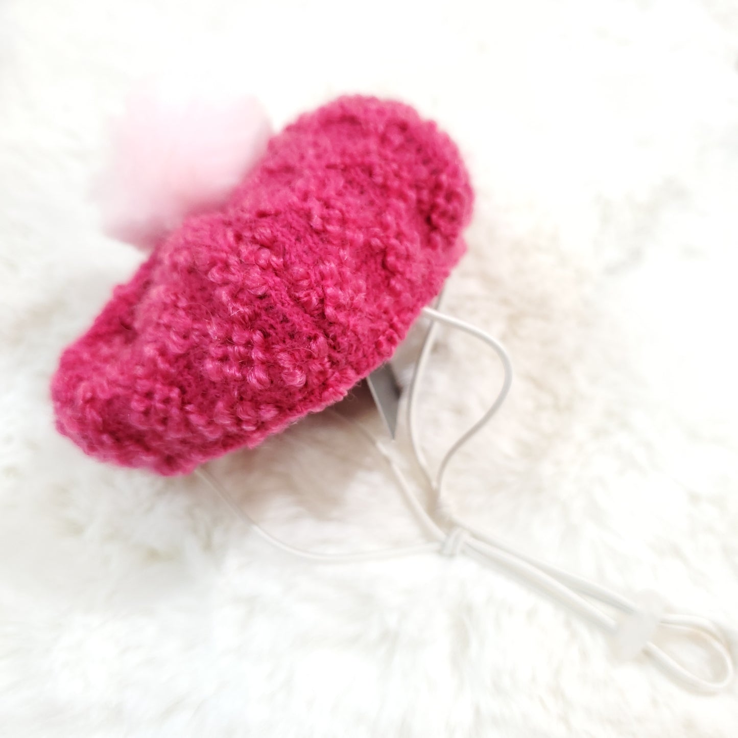 Tweed Pom Pom Fucshia Hat