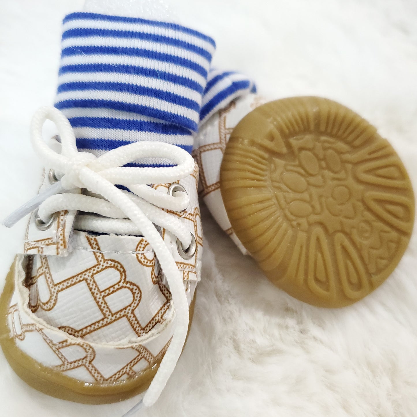 Sneakers w/Striped Socks