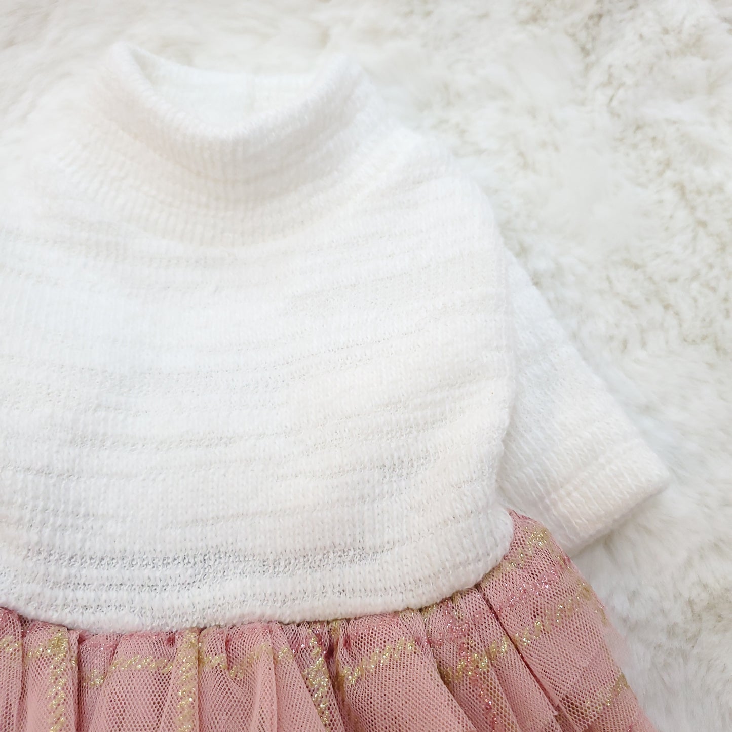Knit &Tulle Party Dress - Cream
