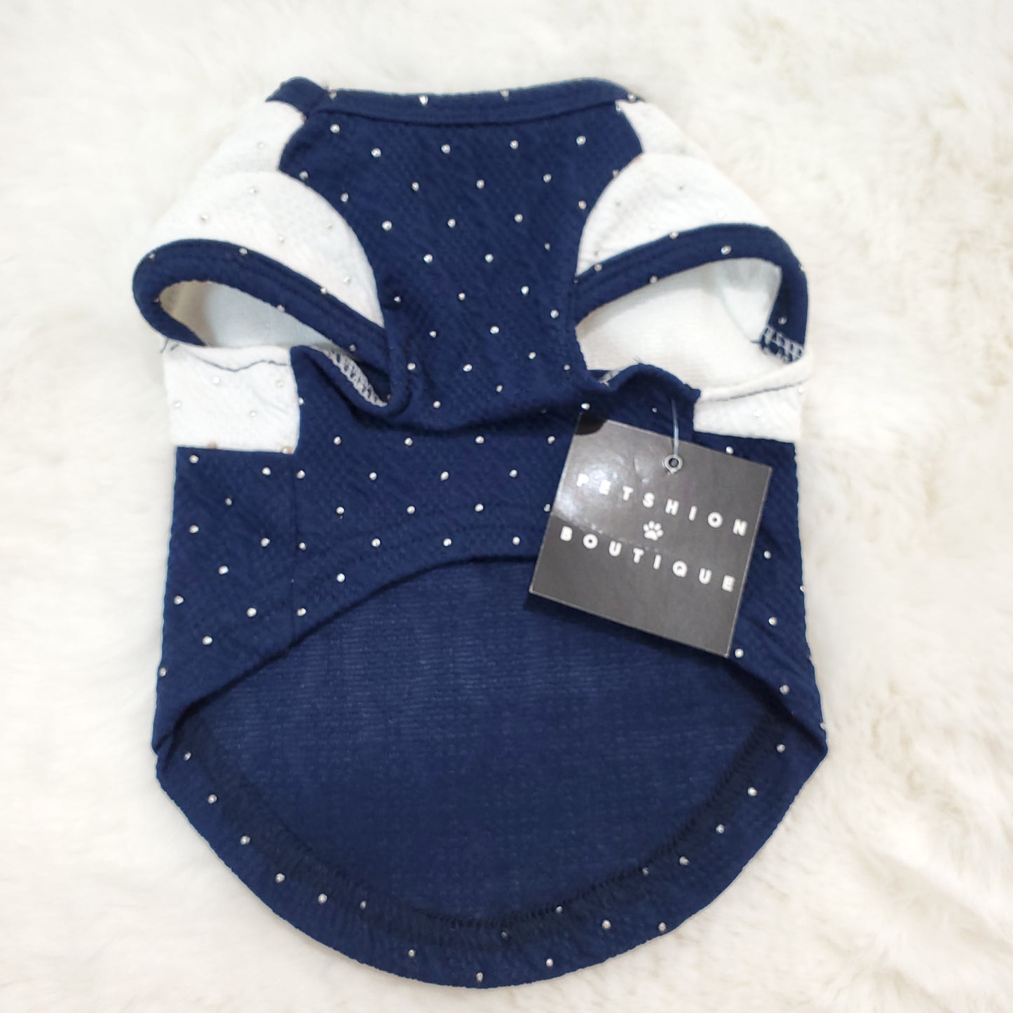 Metallic Dot Flower Top Navy