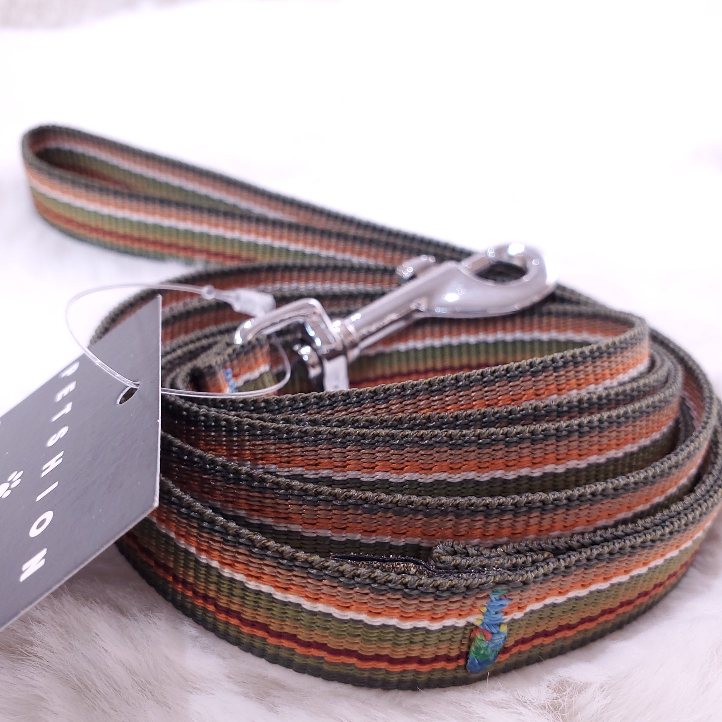 Les Mâtins Coquins Dog Leash - Stripe Olive