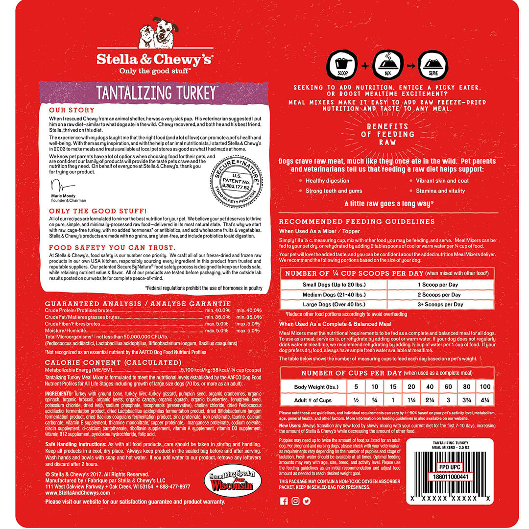 Stella&Chewy's Dog Food - Tantalizing Turkey Meal Mixers *