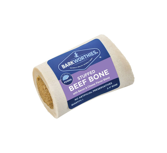 Barkworthies Bacon & Cheese Stuffed Shin Bones for Dogs