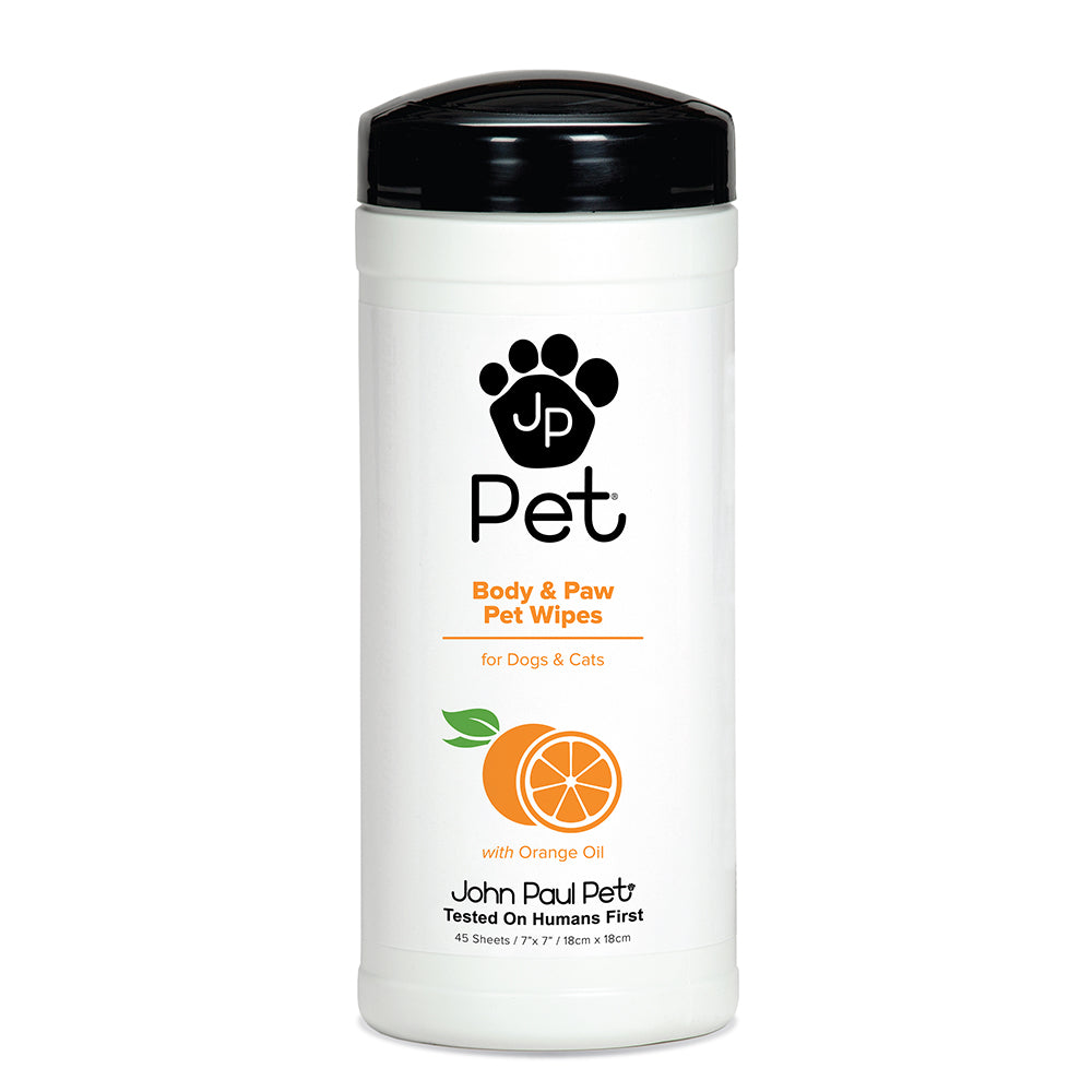 John Paul Pet Body and Paw Pet Wipes for Dogs and Cats, 2 in 1