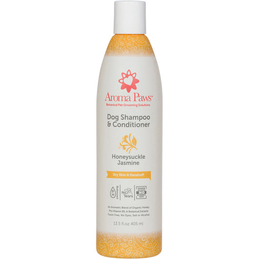 Aroma Paws Honeysuckle Jasmine Dog Shampoo 13.5oz - Dry Skin and Dandruff Relief Formula