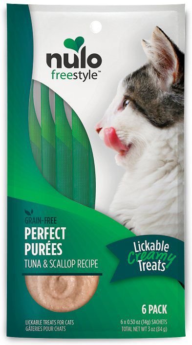 Nulo Freestyle Perfect Purees Tuna & Scallop Recipe Grain-Free Lickable Cat Treat, 5oz (6pack)