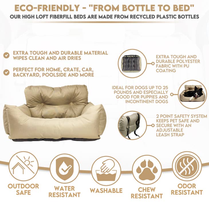 Seat Belt Compatible Travel Pet Bed - Gray