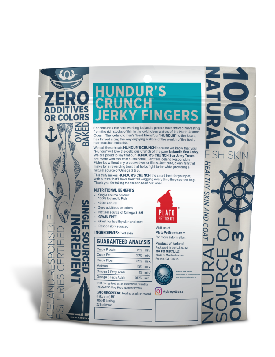 Plato Hundur’s Crunch Jerky Fingers Fish 3.5oz