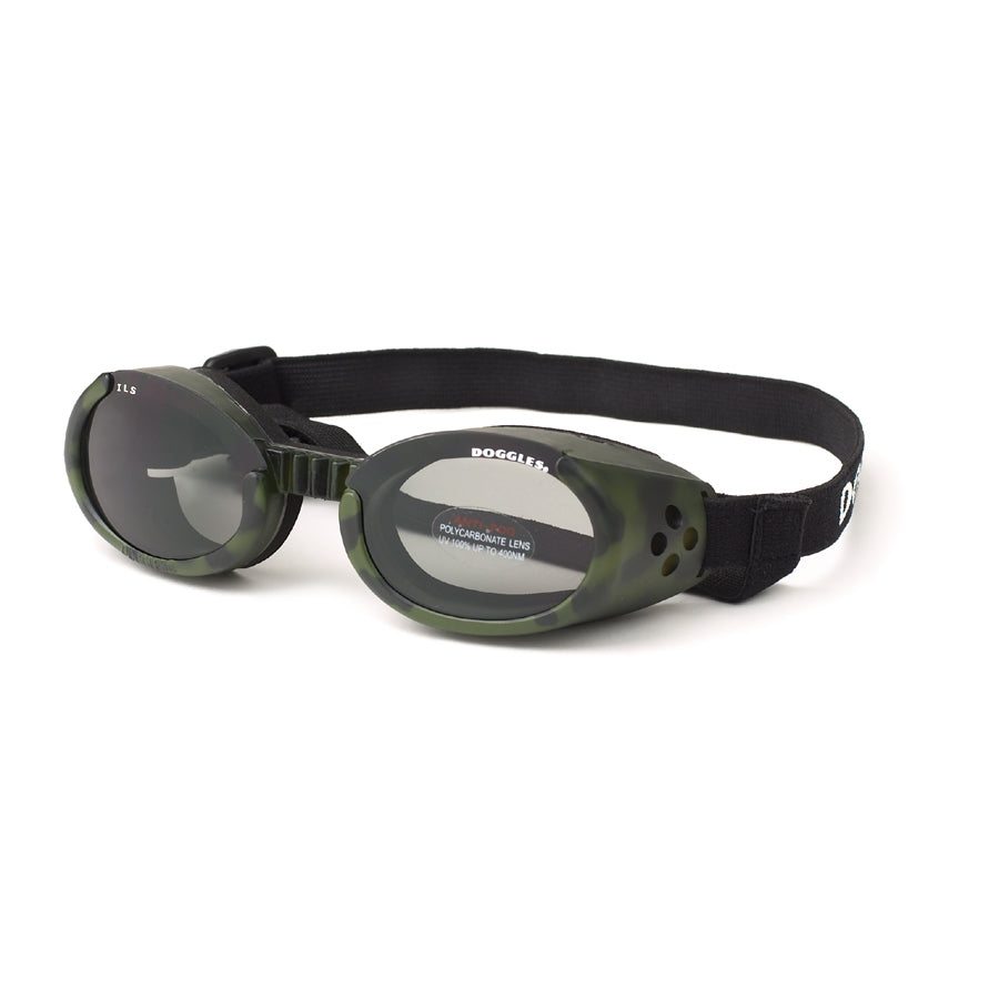 Doggles Green Camo ILS with Light Smoke Lens
