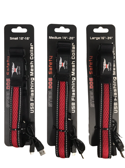LED Flashing Rechargeable Mesh Collar