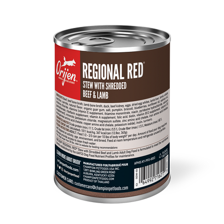 Orijen Wet Dog Food Regional Red Stew with Shredded Beef & Lamb